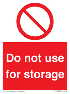 Do not use for storage
